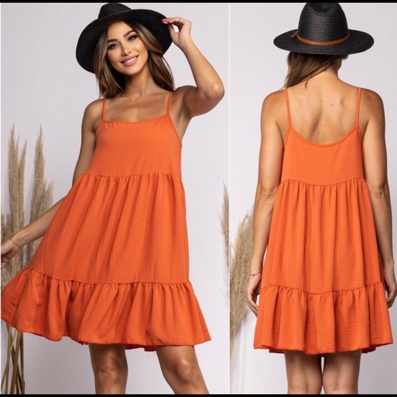 ValMarie Dresses & Skirts - New! Clearance 🔥womens cute flowy
deep tangerine cute dress ties super soft